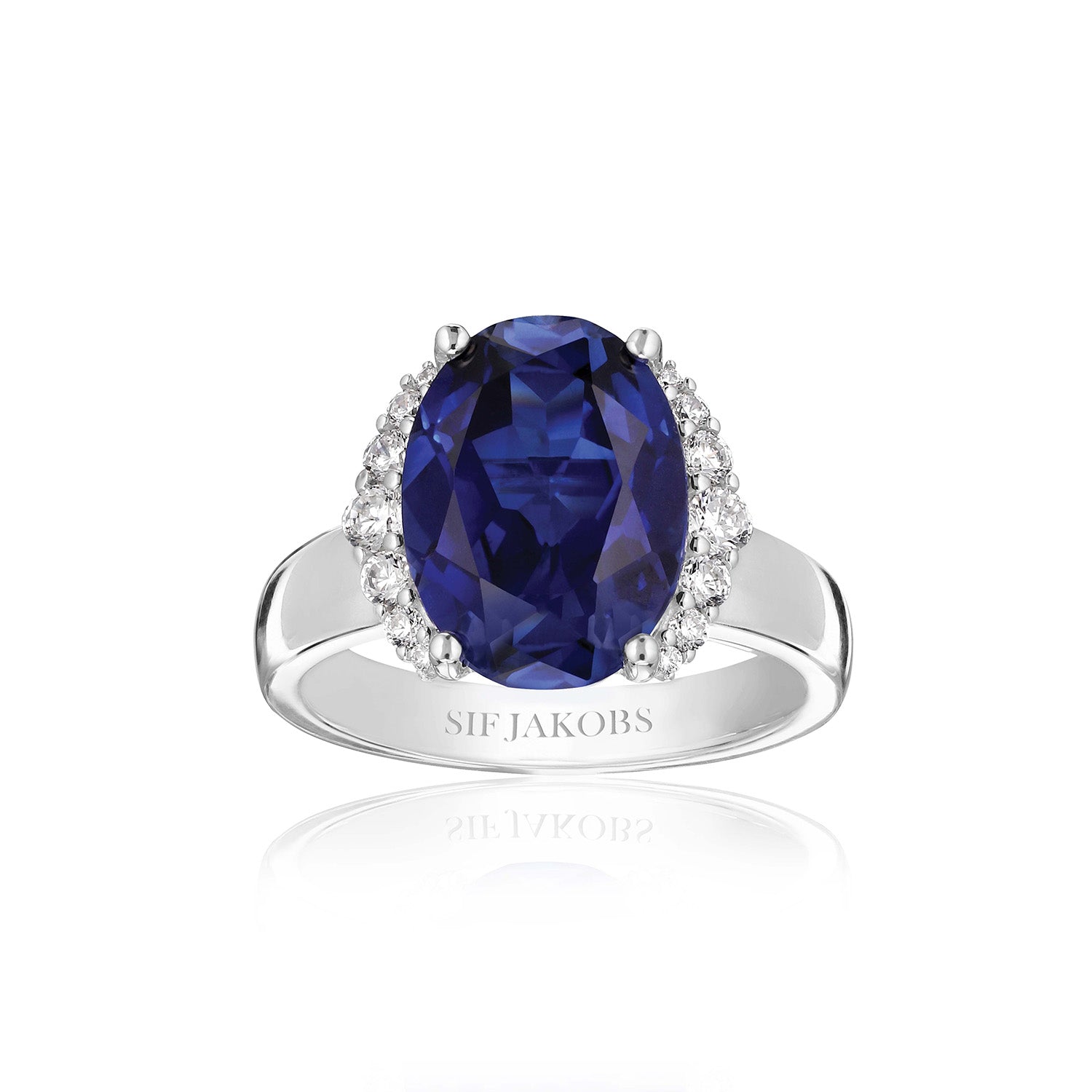 Sif Jakobs - Ellisse Grande ring, blå Sølv sterlingsølv
