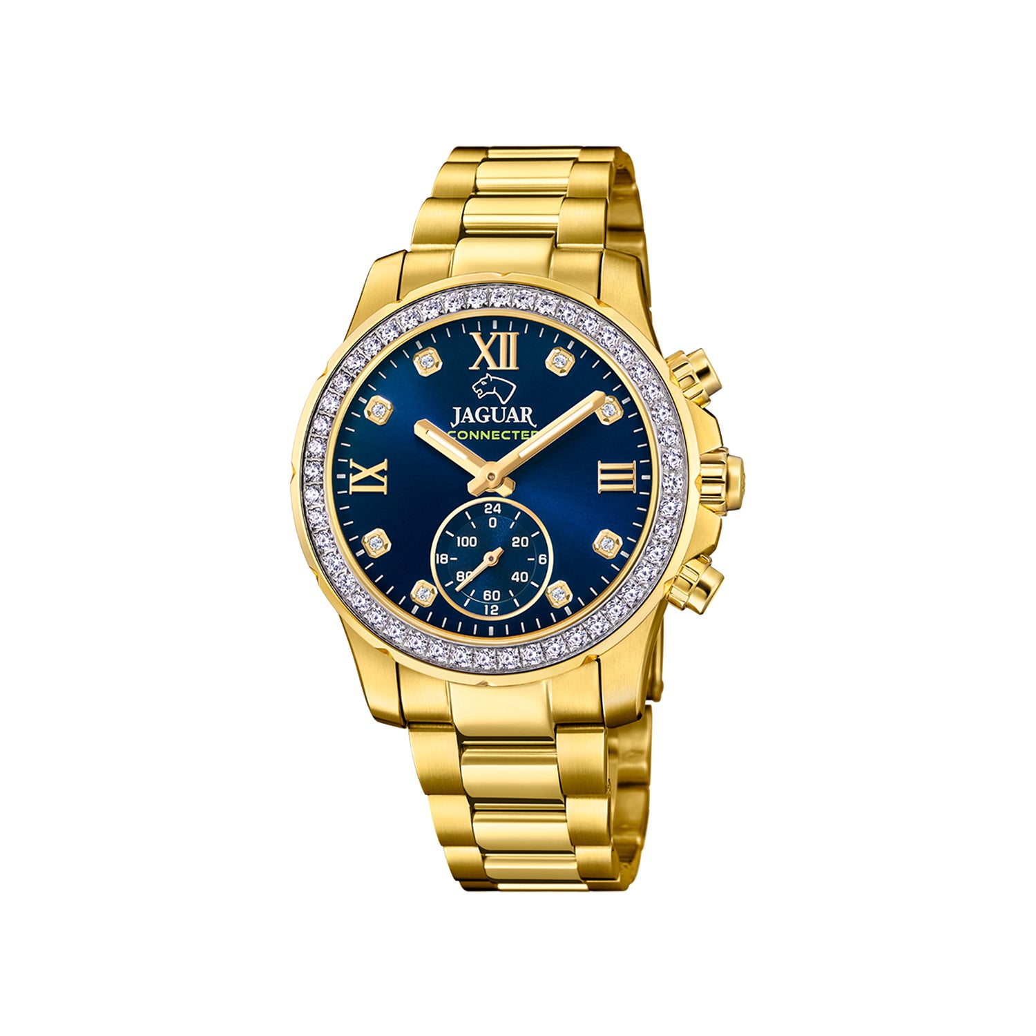 Se Jaguar - Connected ur, blå guld PVD Rustfrit stål hos Vibholm.dk