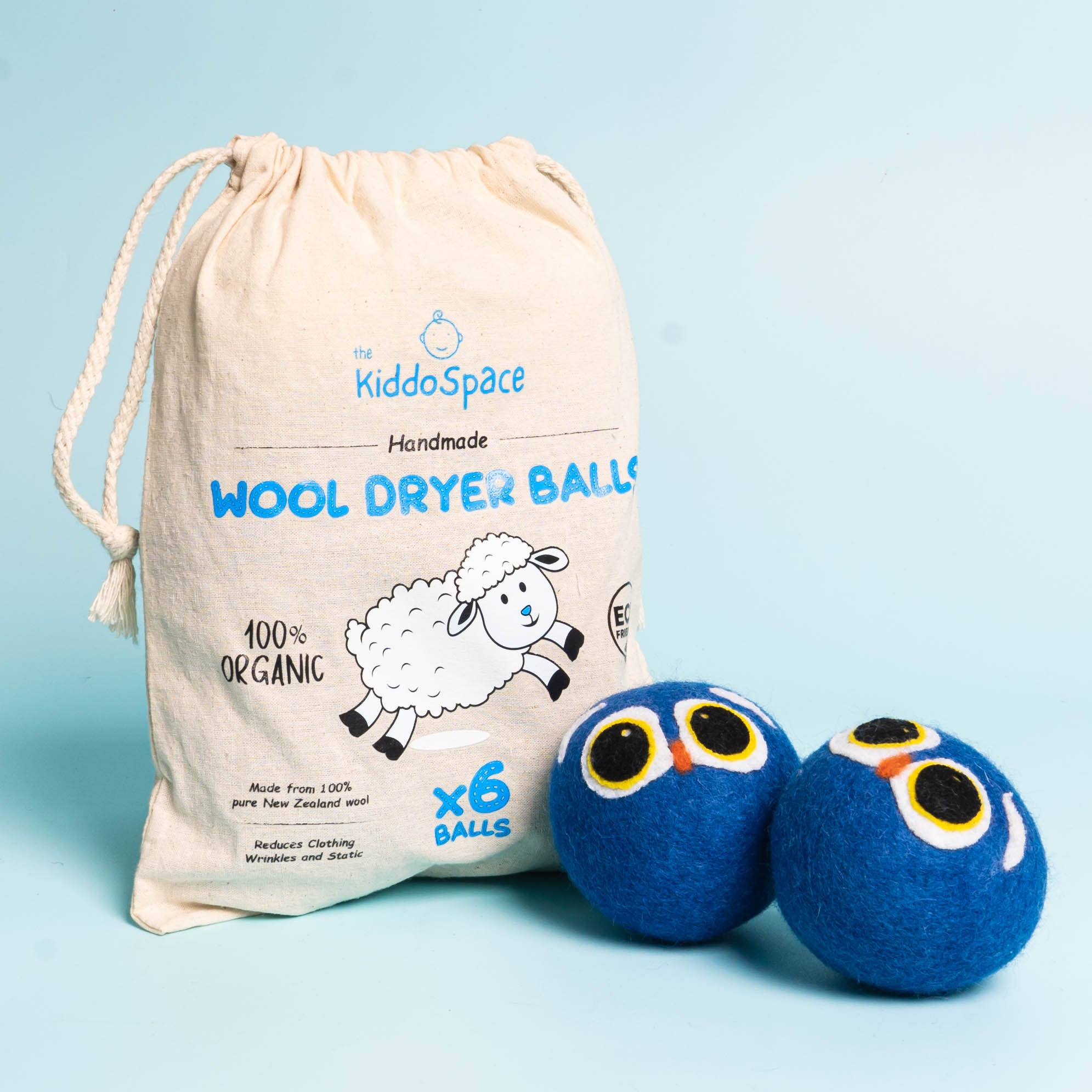 KiddoSpace™ - Wool Dryer Balls (x6) - TheKiddoSpace UK product image