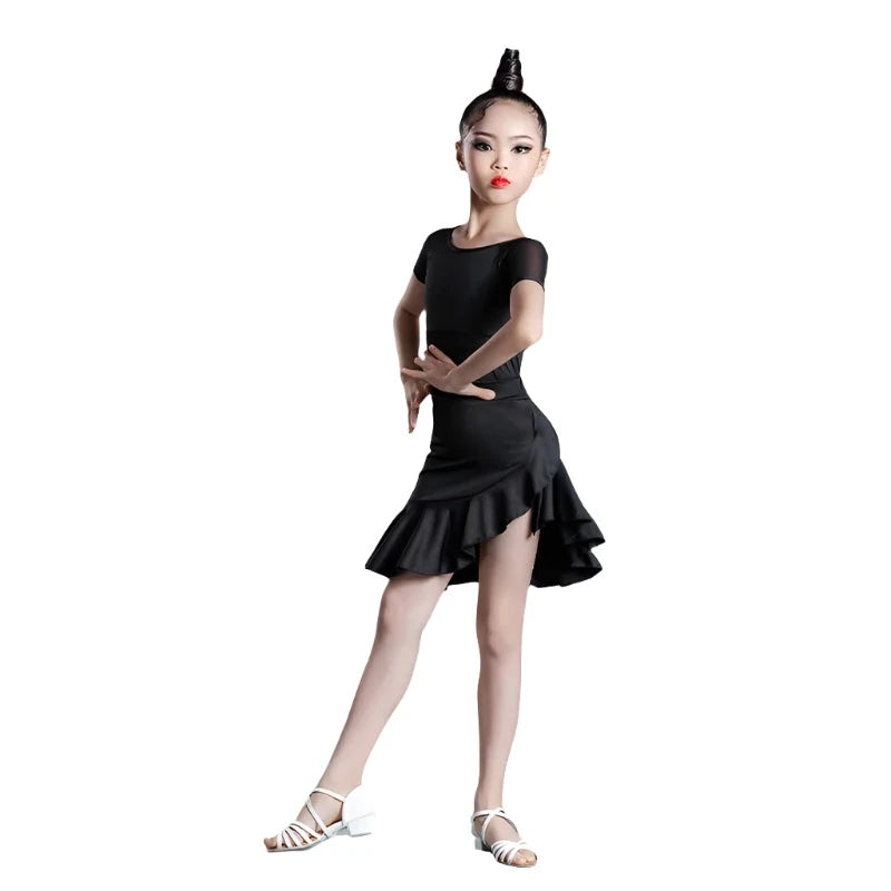 Patch Mesh Ruffle Dress Set