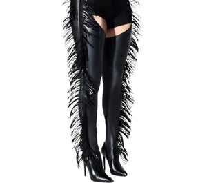 Black Fringe Western Boots - Modern Baby Las Vegas 