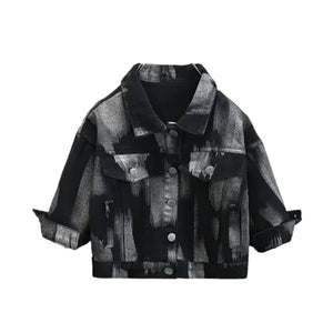 Brush Print Denim Jacket - Modern Baby Las Vegas 