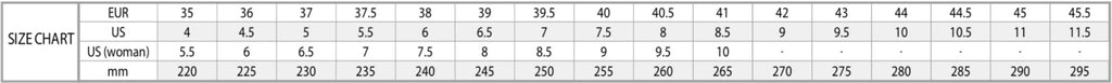 Shoe Size Chart