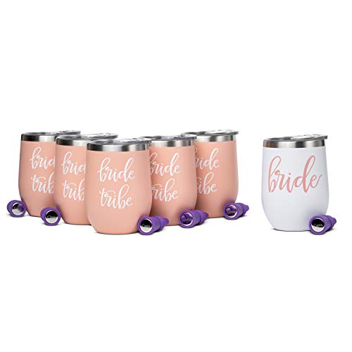 Romooa Bridesmaid Tumblers Set of 8, Bridesmaid Proposal Gifts Brides Cups  6 Oz Bride Champagne Flut…See more Romooa Bridesmaid Tumblers Set of 8