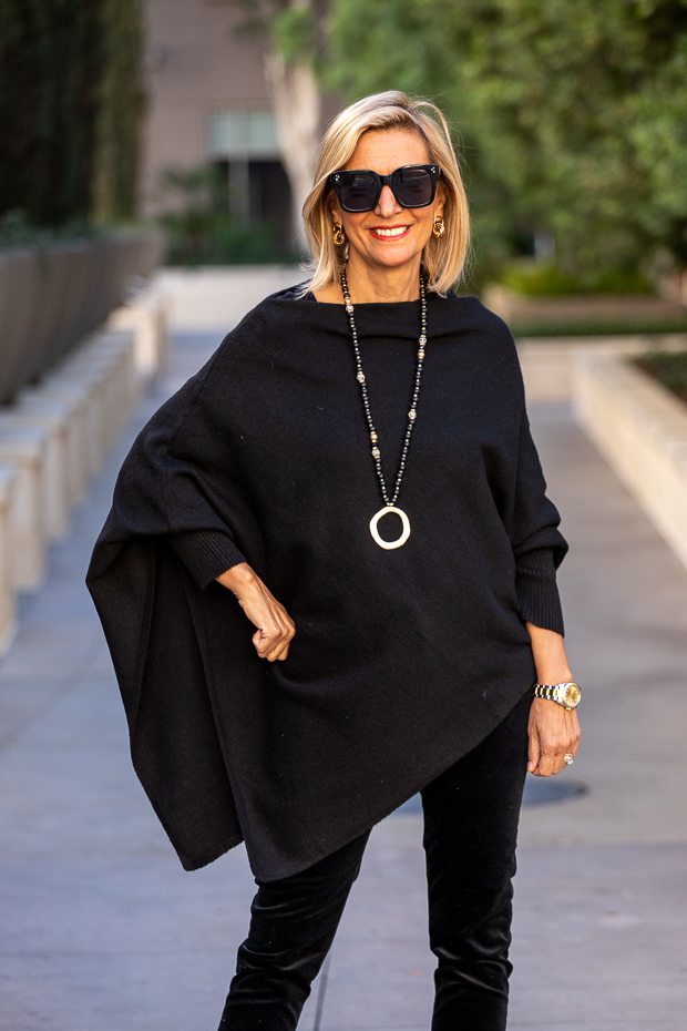 Our Cream And Black Pull On Ponchos With Sleeves – Just Style LA