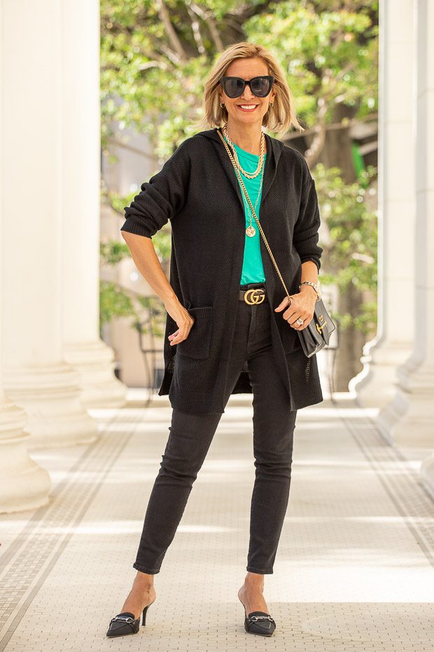 Our Black Hooded Cardigan With A Pop Of Color – Just Style LA