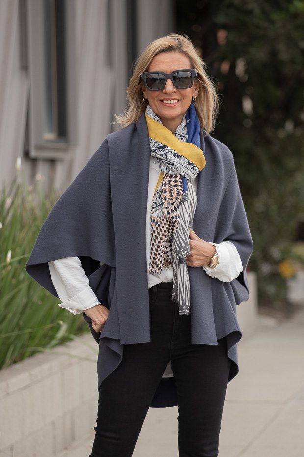 Our Cocoon Cape Cardigan Styled With A White Shirt – Just Style LA
