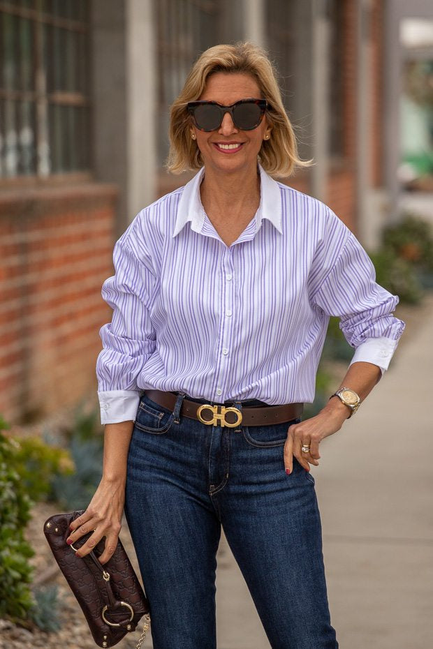 Two Stripe Shirts Styled With A Trendy Vest – Just Style LA