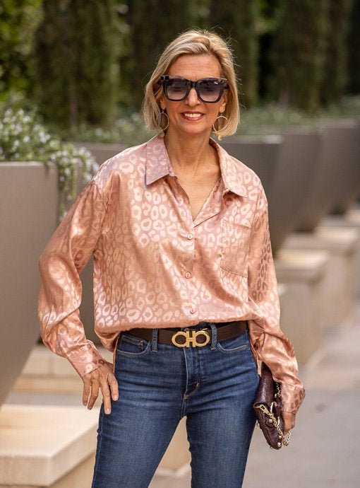 LV INSPIRED SATIN BLOUSE – Pampas Fashion Boutique