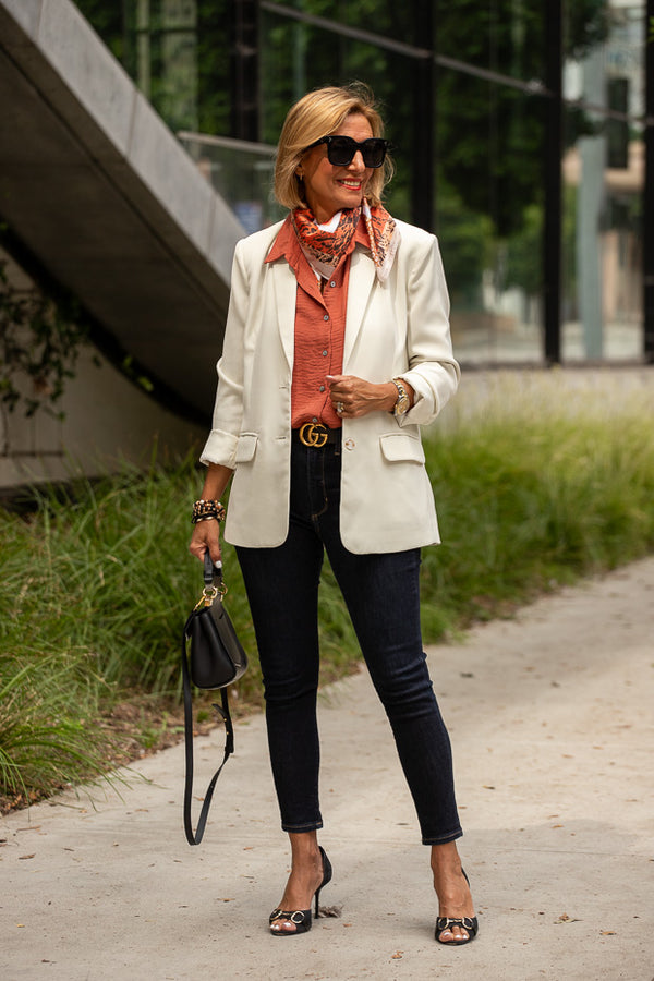 A Transitional Look With Our Classic Ivory Blazer – Just Style LA