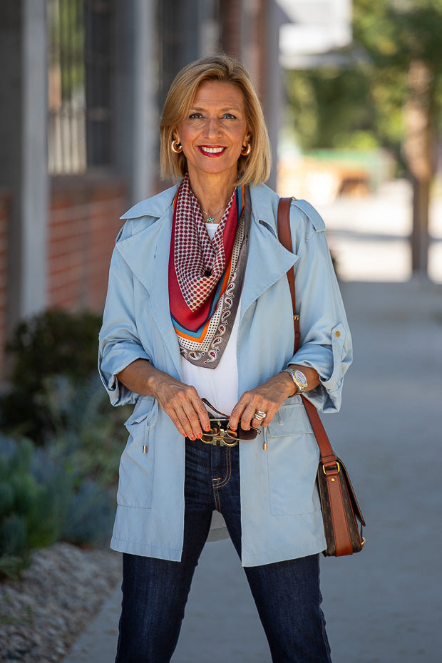 An Early Fall Transitional Look With Our Baby Blue Cargo Jacket – Just ...