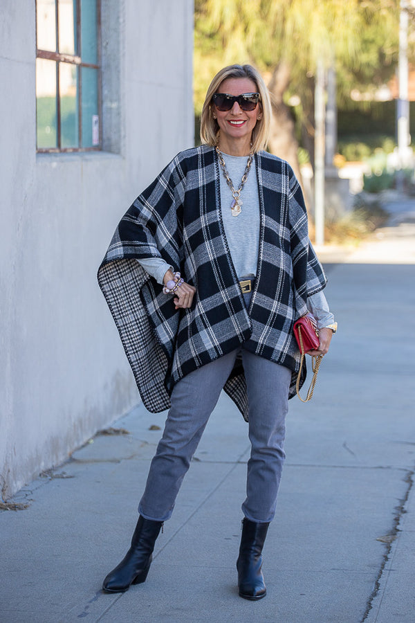 Our New Plaid And Houndstooth Reversible Poncho – Just Style LA