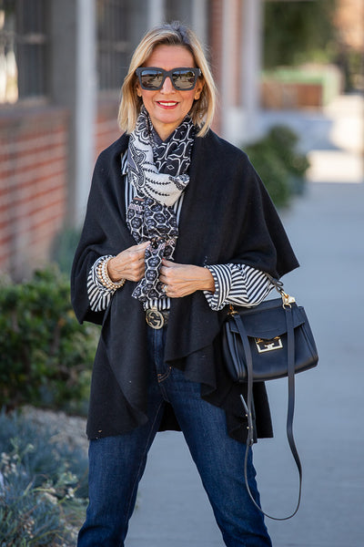 Pattern Mixing With Our Black Cape Vest – Just Style LA