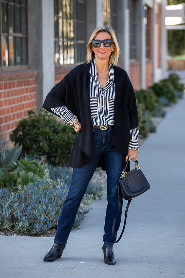 Pattern Mixing With Our Black Cape Vest – Just Style LA