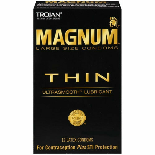 Black Trojan Magnum Thin Condoms - 12 Pack - Large