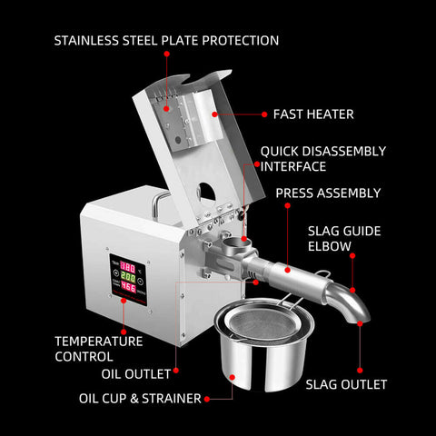 Frantoio automatico per olio Macchina per olio vegetale per uso domestico Frantoio per olio in acciaio inossidabile 220V