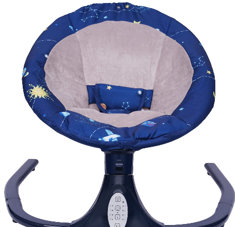 Sdraietta Elettrica Neonati con musica e sedile, con giocattolo, telecomando, zanzariera rimovibile e tettuccia, per 0 ~ 18 mesi (blu)