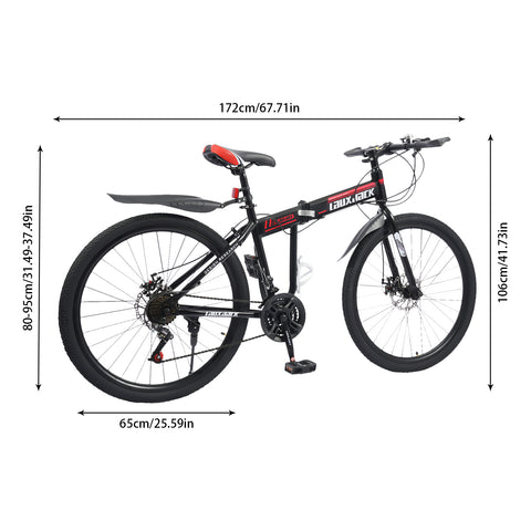 Bicicletta pieghevole mountain bike, 26 pollici, 21 marce