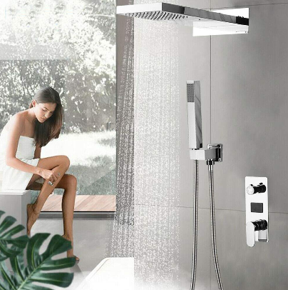 Sistema doccia termostatico set doccia incasso rubinetteria doccia doccia a pioggia argento nuovo