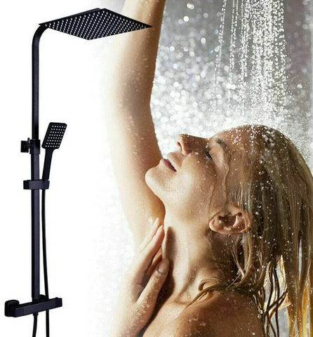 Sistema doccia con termostato nero