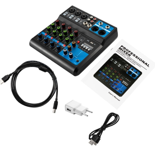 Mini mixer audio 5 canali 48 V ,Consolle audio stereo,mixer USB Bluetooth mixer Live Studio audio,per riprese professionali feste sul palco KTV