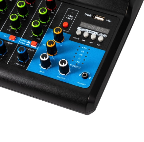 Mini mixer audio 5 canali 48 V ,Consolle audio stereo,mixer USB Bluetooth mixer Live Studio audio,per riprese professionali feste sul palco KTV