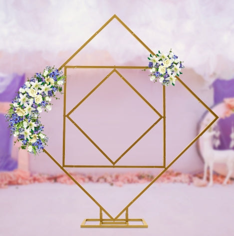 Arco in metallo per palloncini con piede,Fiocco per matrimonio, in metallo,base grande,200 cm,per feste, eventi (oro)