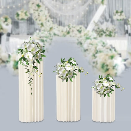 Set di 3 vasi di cartone, supporto per fiori bianchi, , vaso con base alta, supporto centrale per matrimoni, feste di compleanno