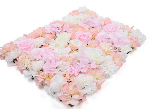 3 pezzi 40 * 60 cm muro di fiori artificiali muro di rose fiori di seta fai da te muro di fiori (rosa + bianco)