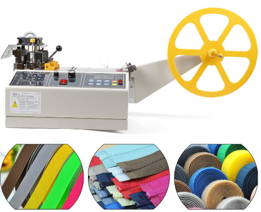 280W 350°C Tagliatrice Automatica a Nastro, Larghezza Fresa Fredda e Calda 110mm, Macchina Da Taglio a Nastro Caldo e Freddo Per Nastro Di Nylon Cintura Con Cerniera