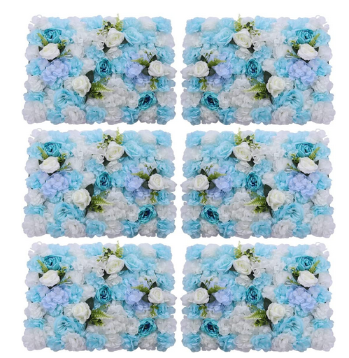 6 fiori artificiali, 60 x 40 cm, in seta realistica, colore bianco e azzurro, per feste, matrimoni, Natale, decorazione per la casa