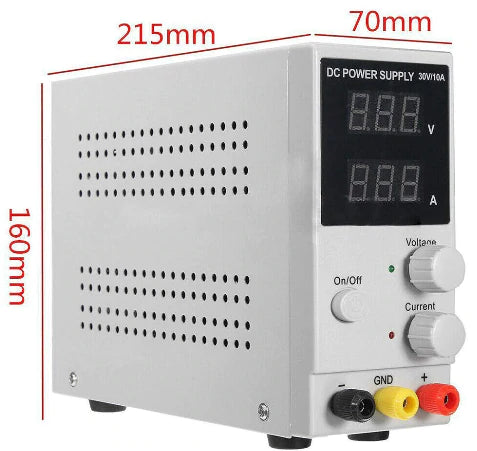 Alimentatore da laboratorio, 0-30V 0-10A DC regolabile con display a LED