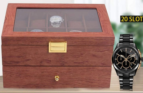 Scatola di legno a doppio strato per l'organizzazione dell'orologio per 20 orologi