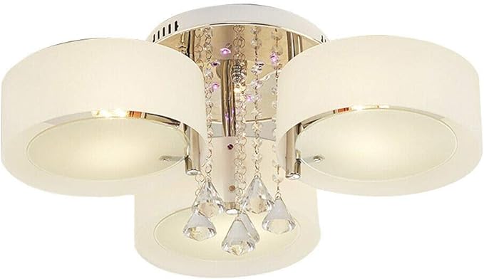 Lampada da Soffitto a LED in Cristallo con Telecomando 3 Teste,  Lampadario a Sospensione per Sala da Pranzo, Camera da letto, Soggiorno, Hotel, Bar, E27