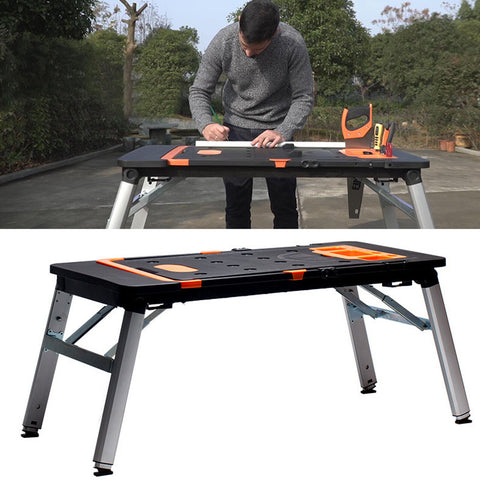 7in1 banco da lavoro pieghevole tavolo da lavoro regolabile in altezza carrello per trasporto tavole a rulli