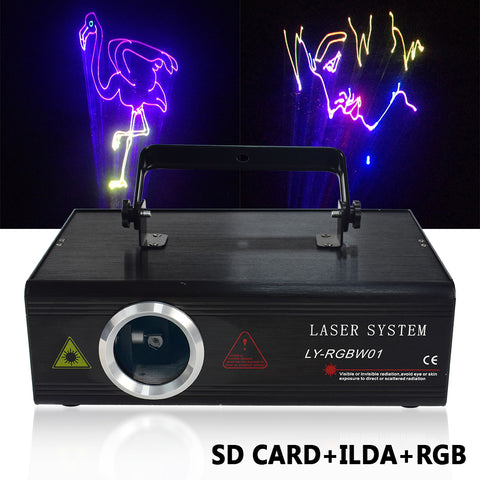 RGB DMX ILDA Animazione Laser Stage Light Party Stage Lighting + SD Card 500mW