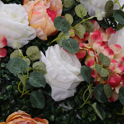 6 pannelli di fiori artificiali, 60 x 40 cm, bianco + rosa, decorazione da parete con fiori realistici, per feste, matrimoni, Natale, decorazione per la casa
