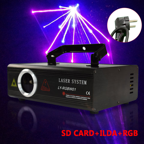 RGB DMX ILDA Animazione Laser Stage Light Party Stage Lighting + SD Card 500mW