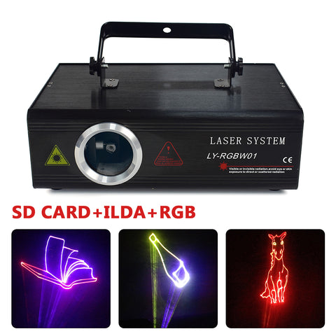 RGB DMX ILDA Animazione Laser Stage Light Party Stage Lighting + SD Card 500mW