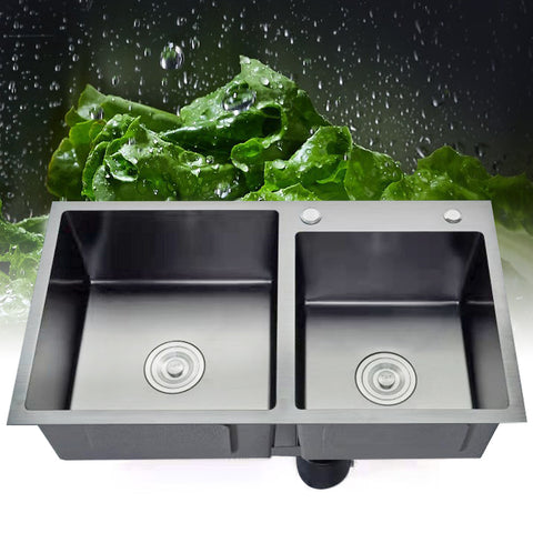 Lavello da Incasso da Cucina in Acciaio Inox, 2 Ciotole Lavello 78 × 43 × 22 cm con Scarico e Dispenser di Sapone
