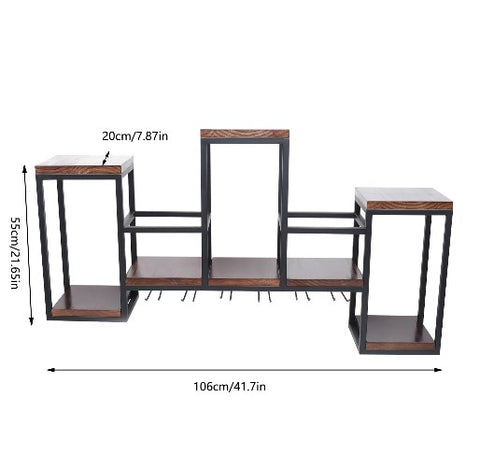 Portabottiglie da Parete in Legno e Metallo