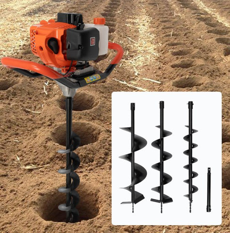 2 tempi 52cc Trapano a benzina per con 3 punte  4"/6"/8", escavatore di fori di terra