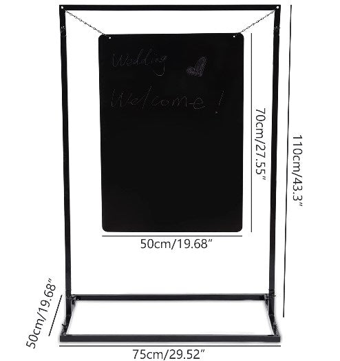 Cartello di Benvenuto personalizzato per matrimonio Supporto in metallo per cartellone pubblicitario rimovibile nero