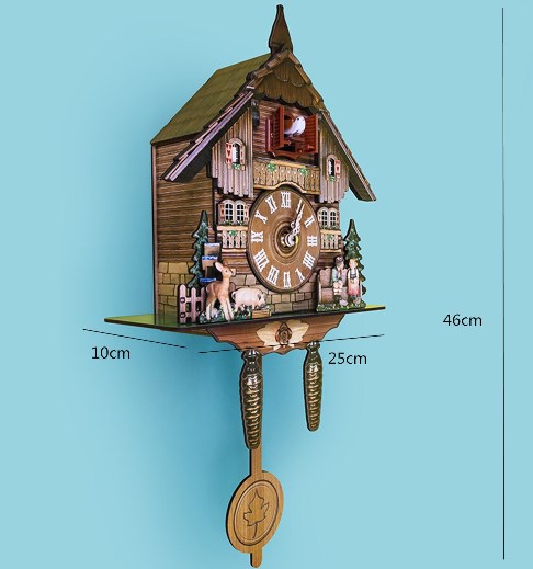 Orologio a cucù 25×10×46 cm Orologio in legno retrò Orologio dalla Foresta Nera Decorazioni per la casa Regalo squisito