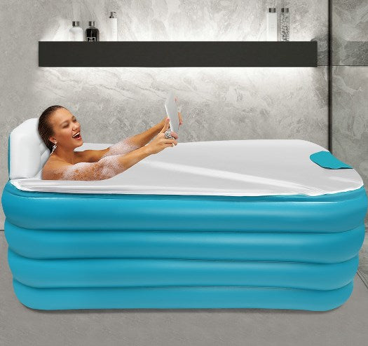 Vasca da bagno gonfiabile automatica, pieghevole, portatile, per casa, spa, vasca da bagno, design per custodia per asciugamano da bagno, 160 cm (verde)