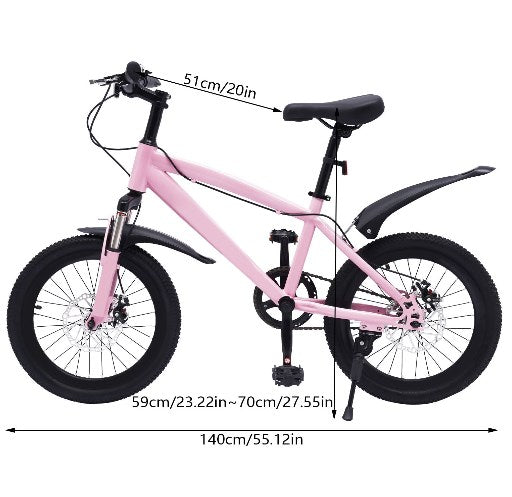 Bicicletta per bambini Mountain bike per bambini stile BMX da 18 pollici con forcella ammortizzata e freno a V, bici per bambini a partire da 3 anni