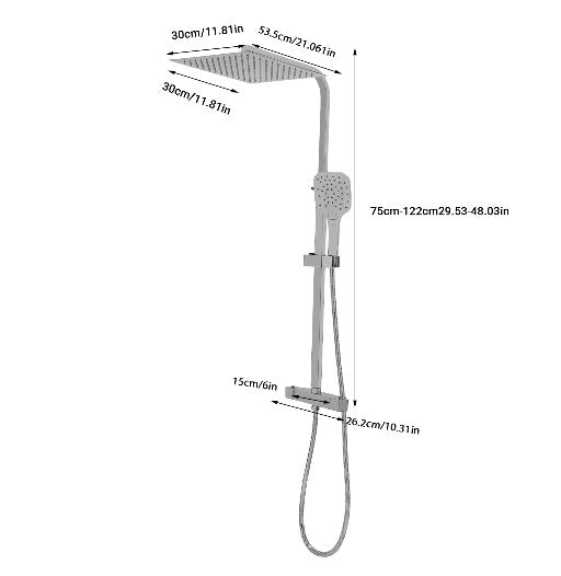 Set doccia con termostato Accessori doccia Sistema doccia Doccia a pioggia Doccetta da 30 cm con 3 tipi di getto Doccia a pioggia