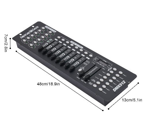 Console luci sceniche 192 canali DMX 512, attrezzatura DJ essenziale 10 scenari 0/60 Hz