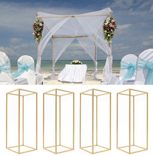 Espositore per fiori geometrico da 4 pezzi 60x24x24 cm espositore per fiori in metallo dorato adatto per la decorazione di vacanze di nozze