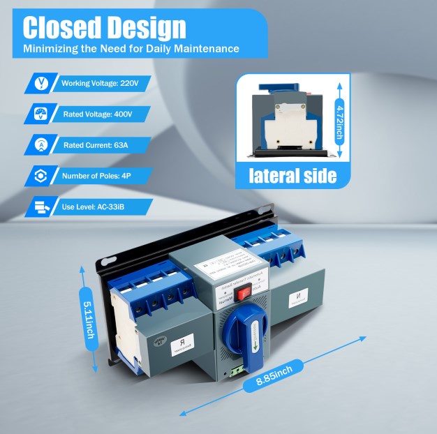 6-63A 4P, interruttore di trasferimento automatico a doppia potenza